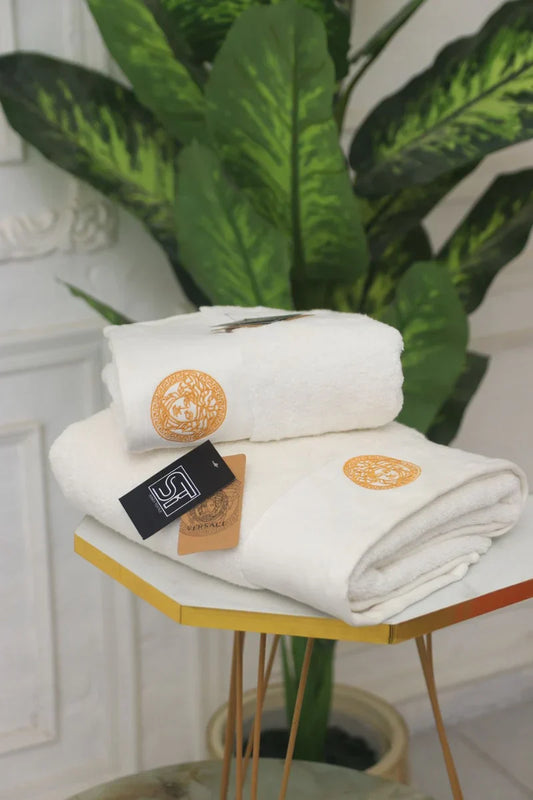 Versace Pure Cotton Bath Towel Set – Export Quality (2-Pcs)
