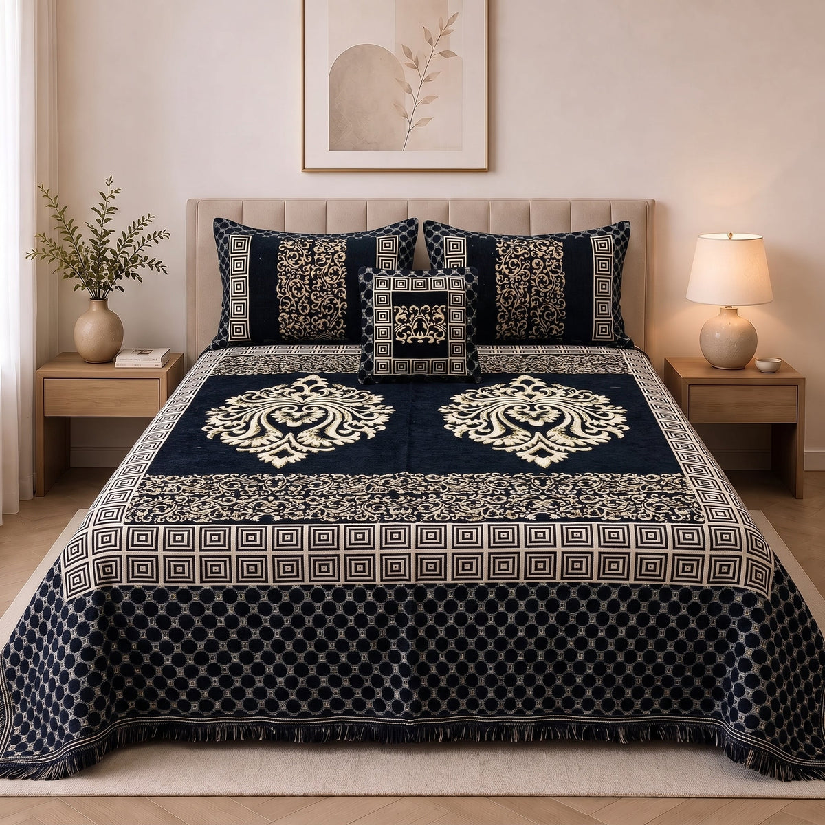 Plush Velvet 4-Piece Bedsheet Set-DZ0056