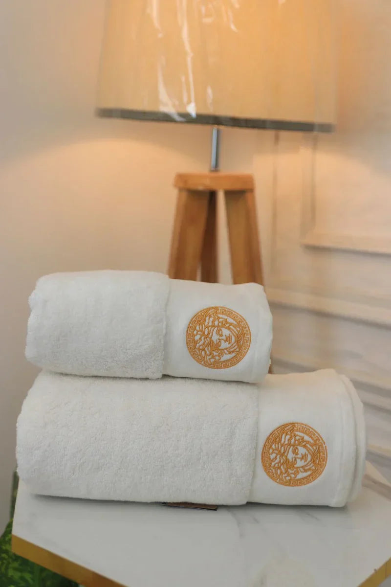 Versace Pure Cotton Bath Towel Set – Export Quality (2-Pcs)