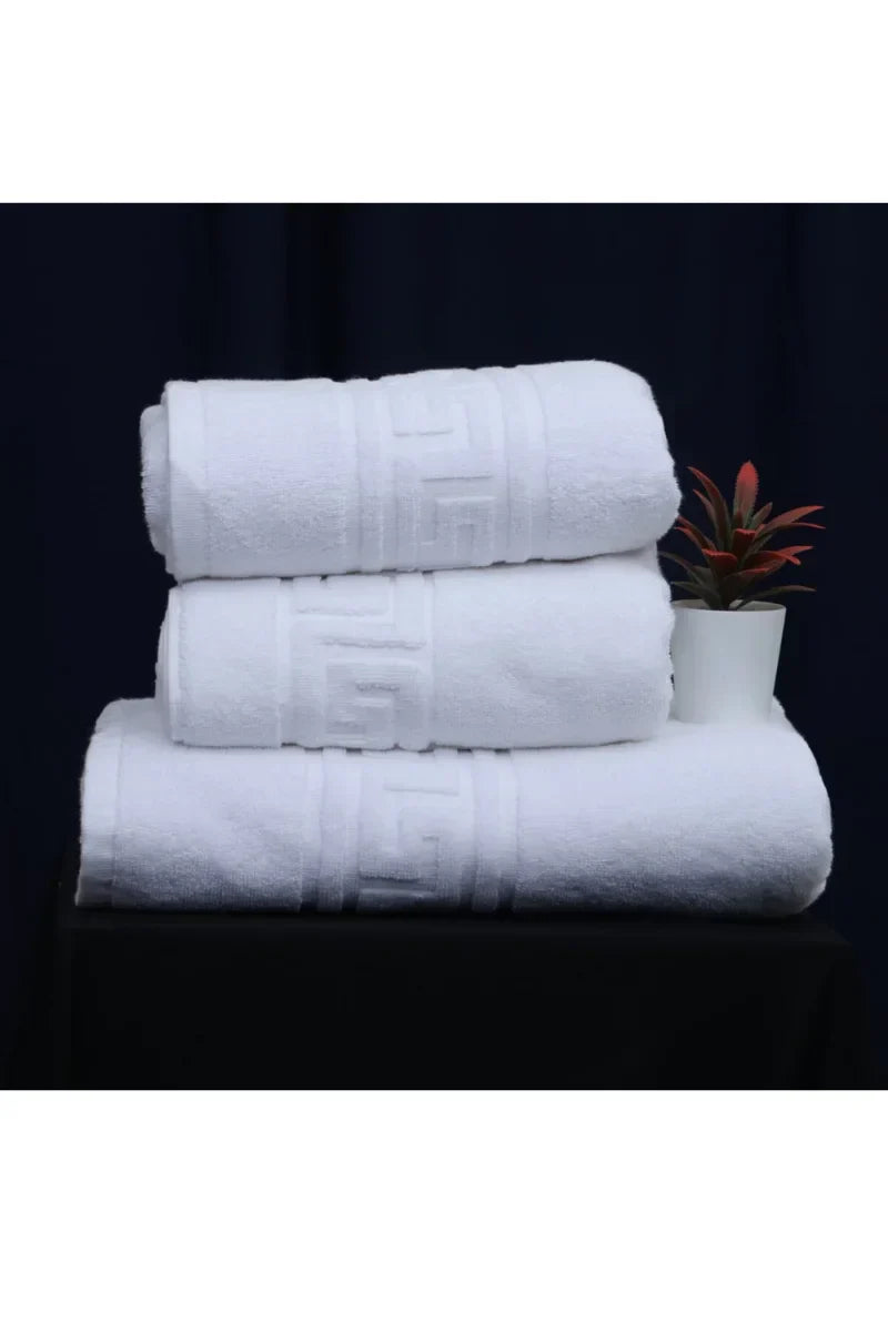 Pure White Premium Cotton Towels Set | Pack of 3