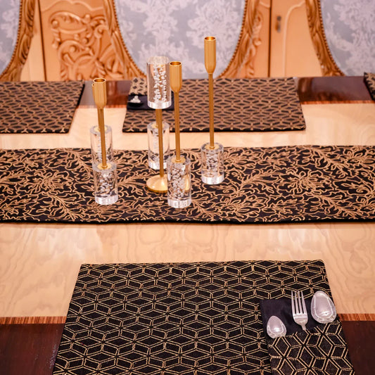 Monarch Black Gold Embossed Table Set