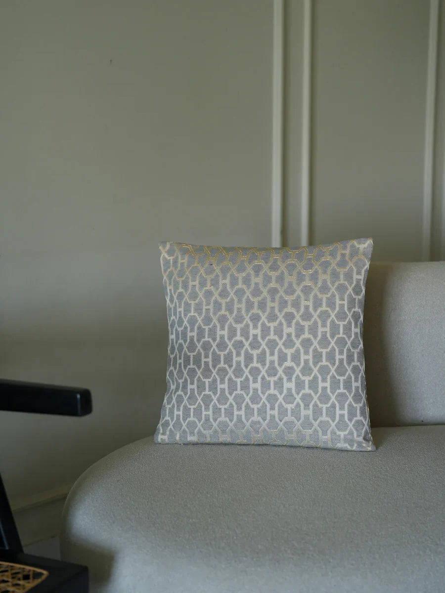 Ivory Maze Grey Cushion Cover