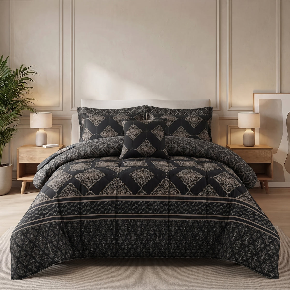 BLACK COTTON COMFORTER SET-7PCS 1037