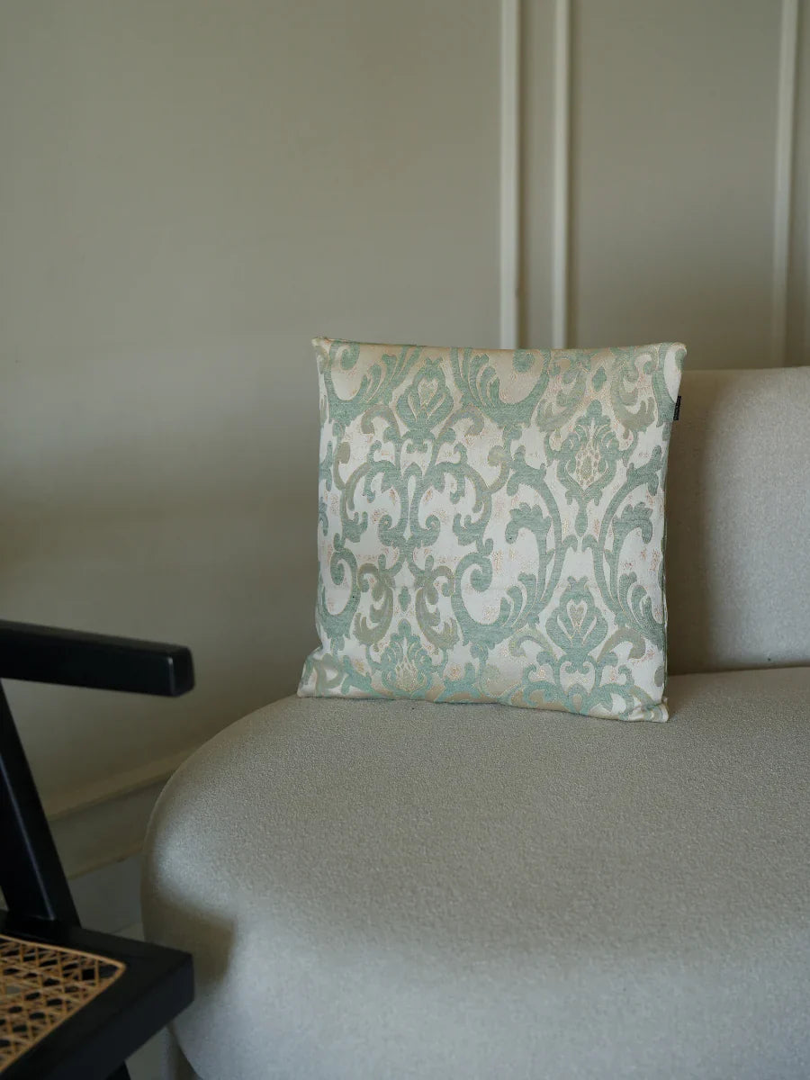 Frosted Green Filigree Cushion Cover
