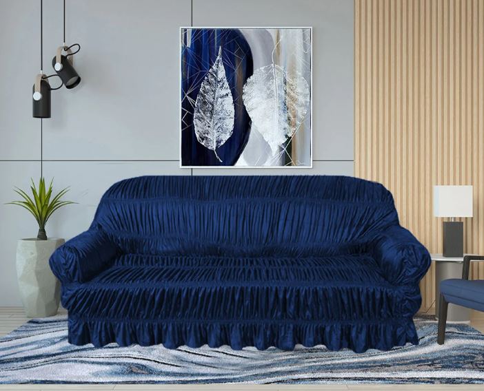 Twill Jersey Sofa Covers - Elastic Sofa Covers - Blue