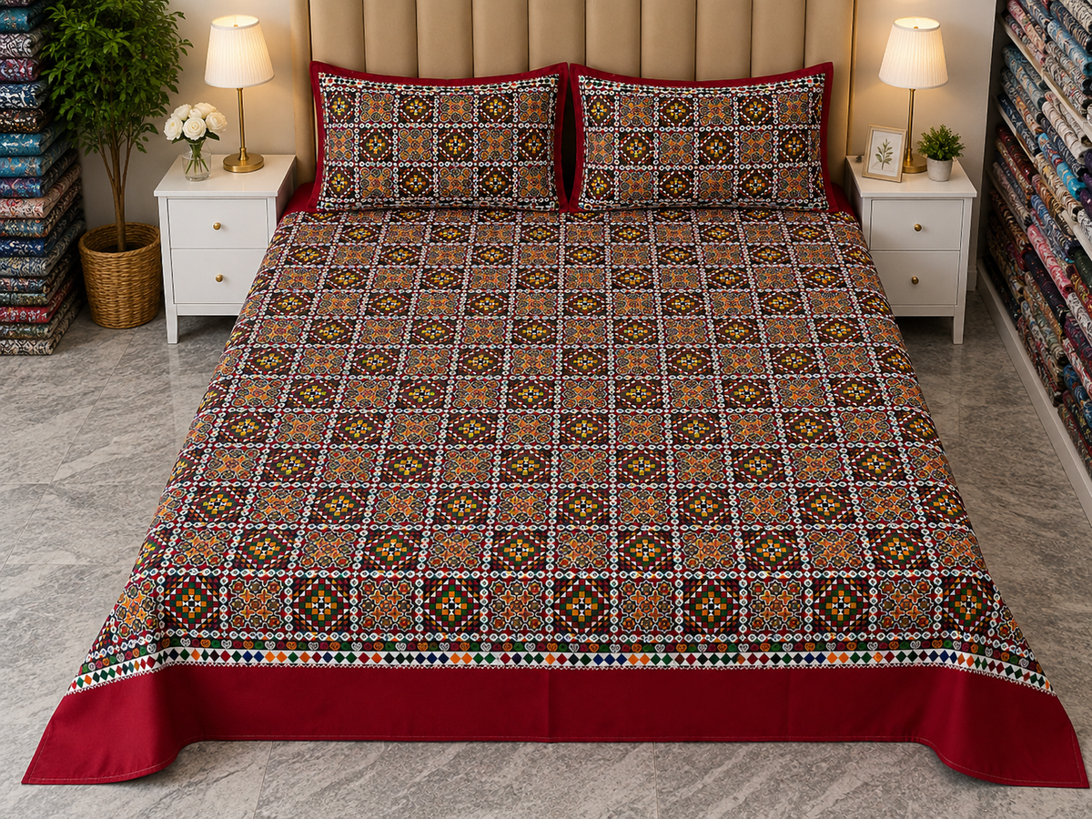 PRINTED PURE COTTON BEDSHEET ASH-40124