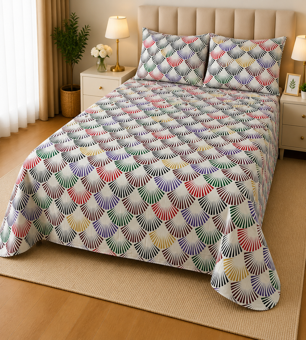 PRINTED COTTON BEDSHEET SET ASH-401002