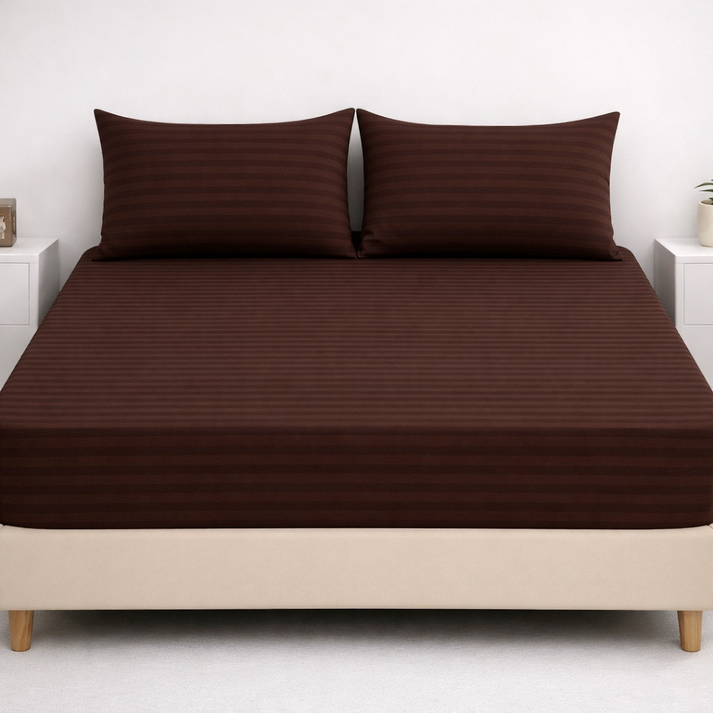 SIGNATURE FITTED COTTON STRIPE BEDSHEET-S04