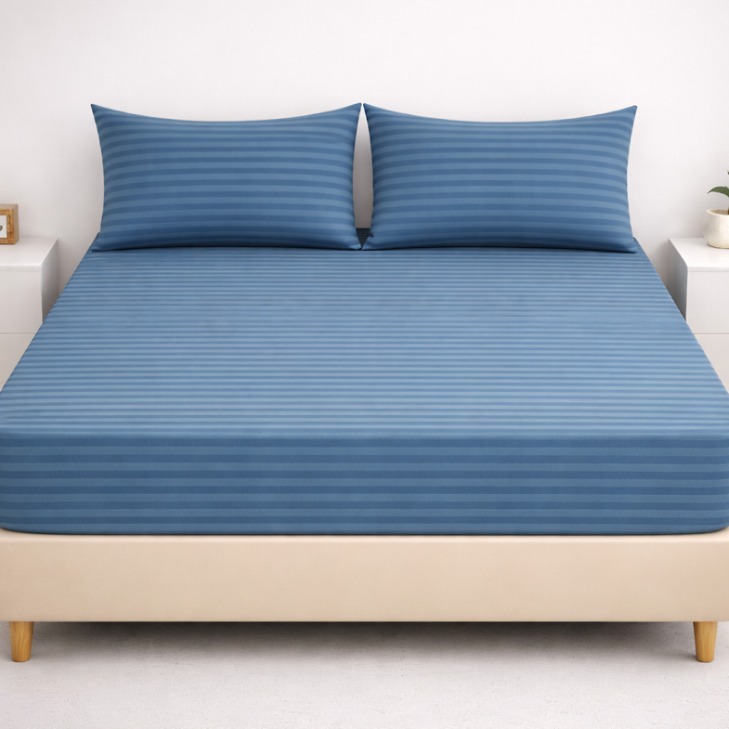 SIGNATURE FITTED COTTON STRIPE BEDSHEET-S11