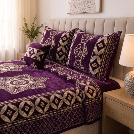 Plush Velvet 4-Piece Bedsheet Set-DZ0026