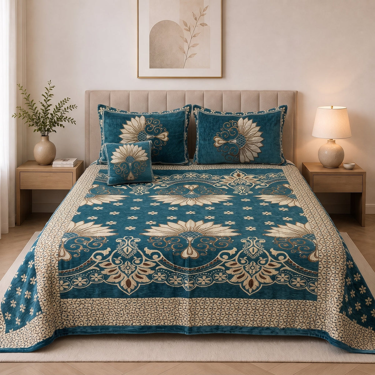 Plush Velvet 4-Piece Bedsheet Set-DZ0016