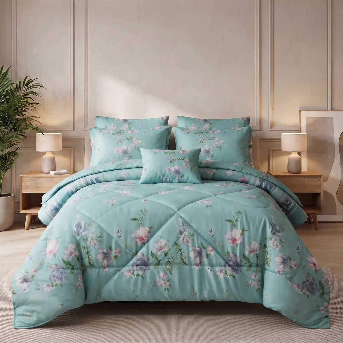S.G WHITE COTTON COMFORTER SET-7PCS 1032
