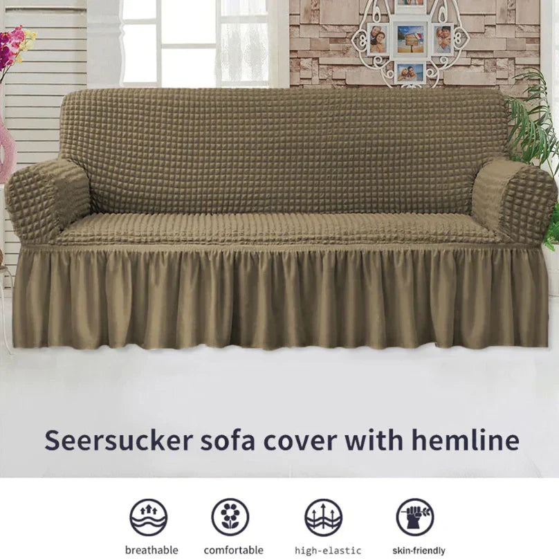 RUFFELED SUR SUCKER TURKISH SOFA COVER - Mouse Color