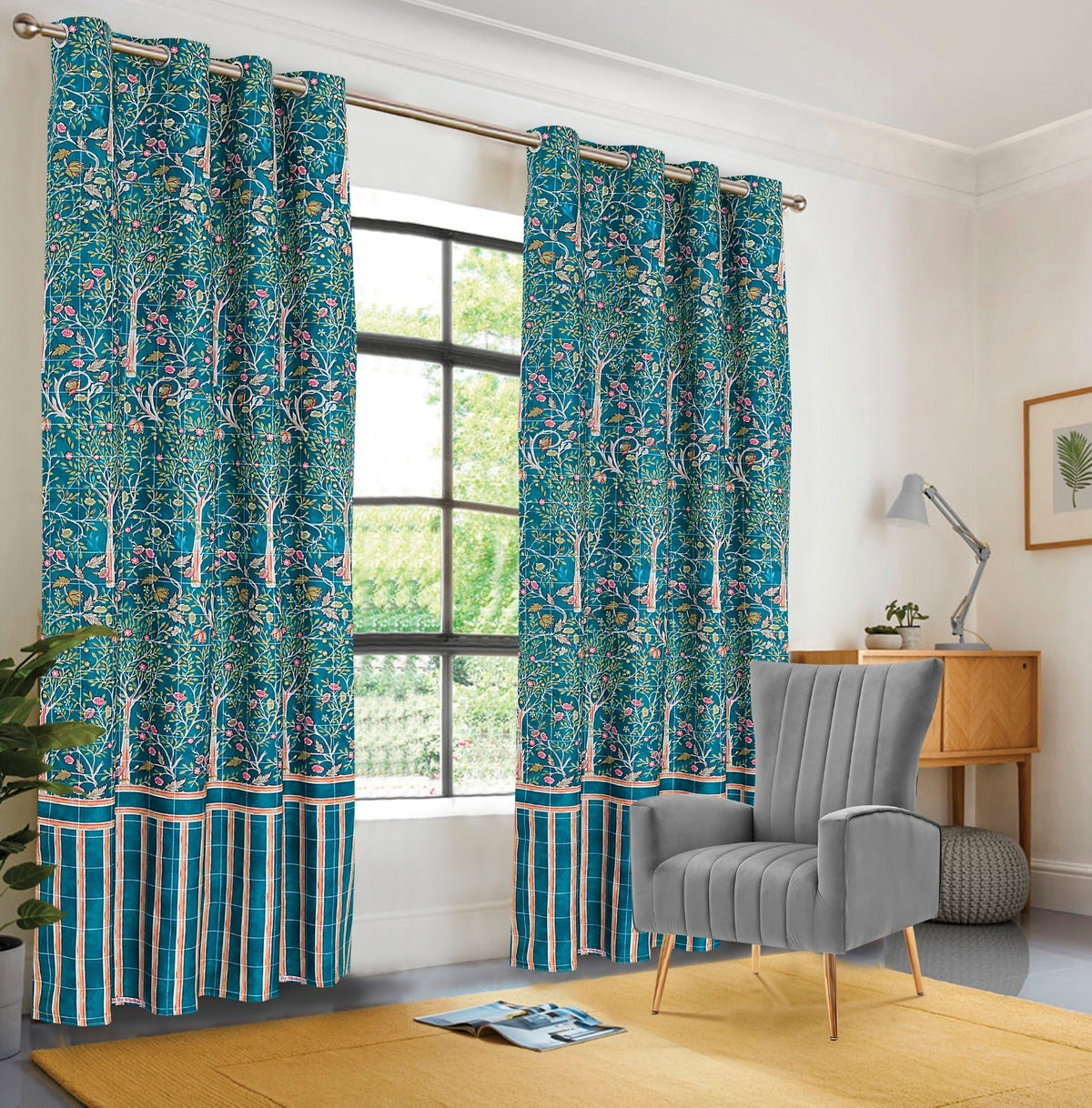 EXPORT COTTON DUCK PRINTED CURTAINS ECDPC-082 (Pair Of 2)
