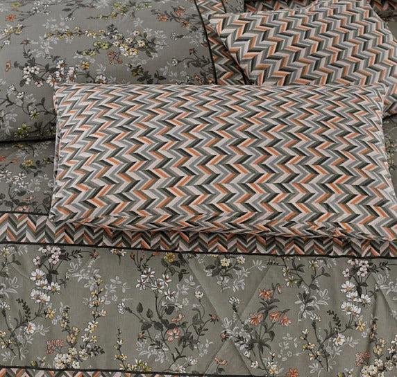 NEW-GREY COTTON COMFORTER SET-7PCS