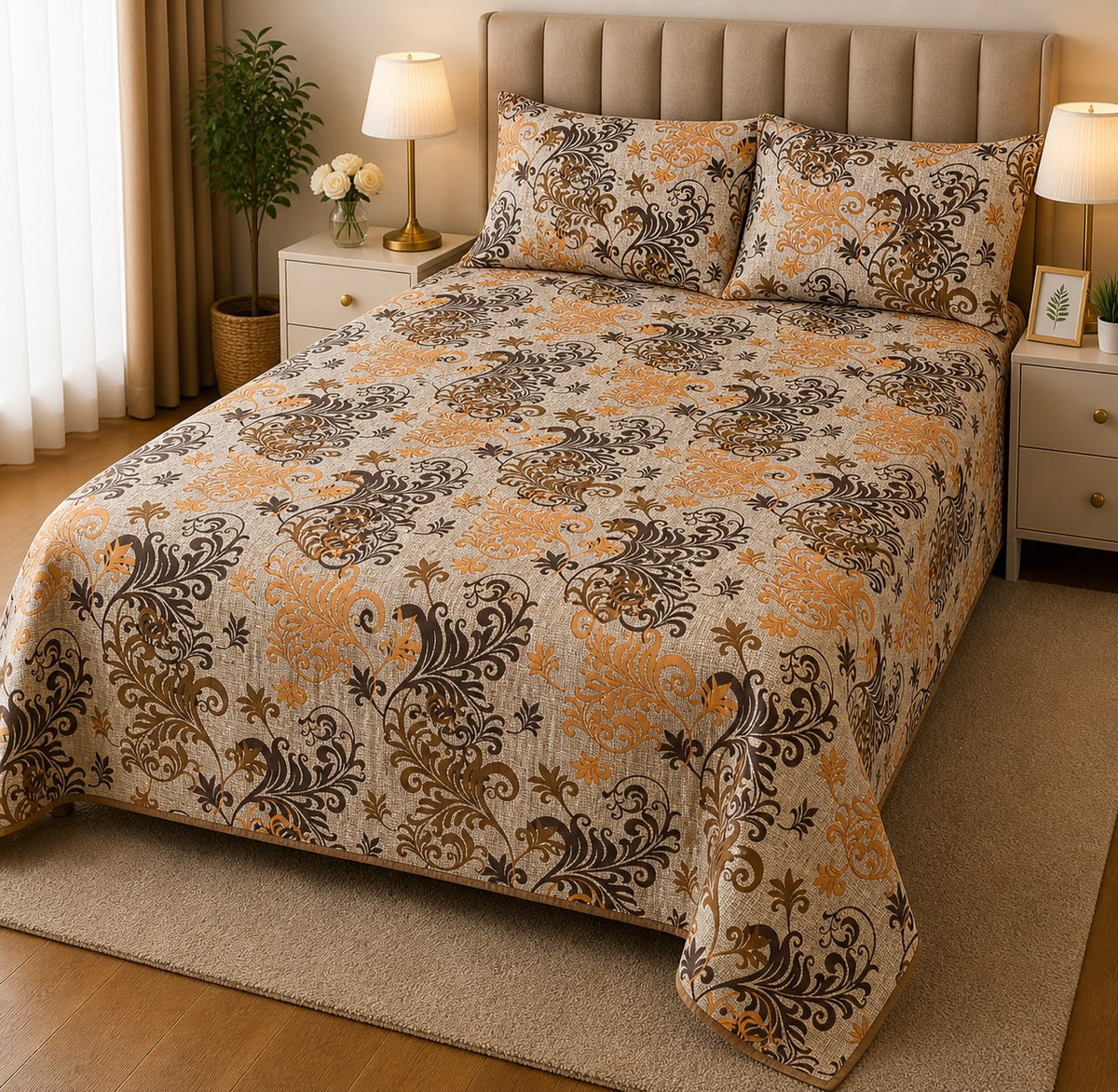 PRINTED PURE COTTON BEDSHEET ASH-4054