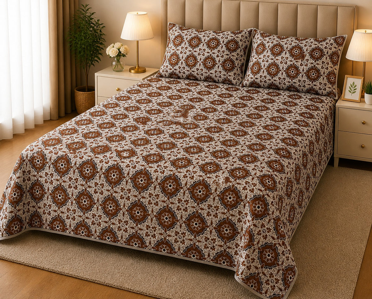 PRINTED PURE COTTON BEDSHEET ASH-5101