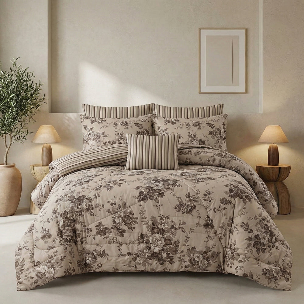 Ceramel Cotton Comforter Set - 7 PCS