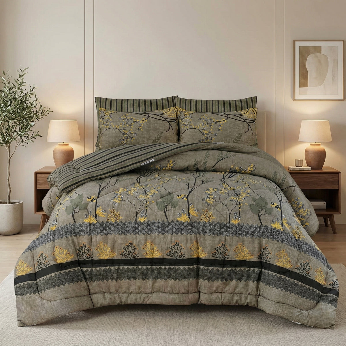 Lavender Cotton Comforter Set - 7 PCS
