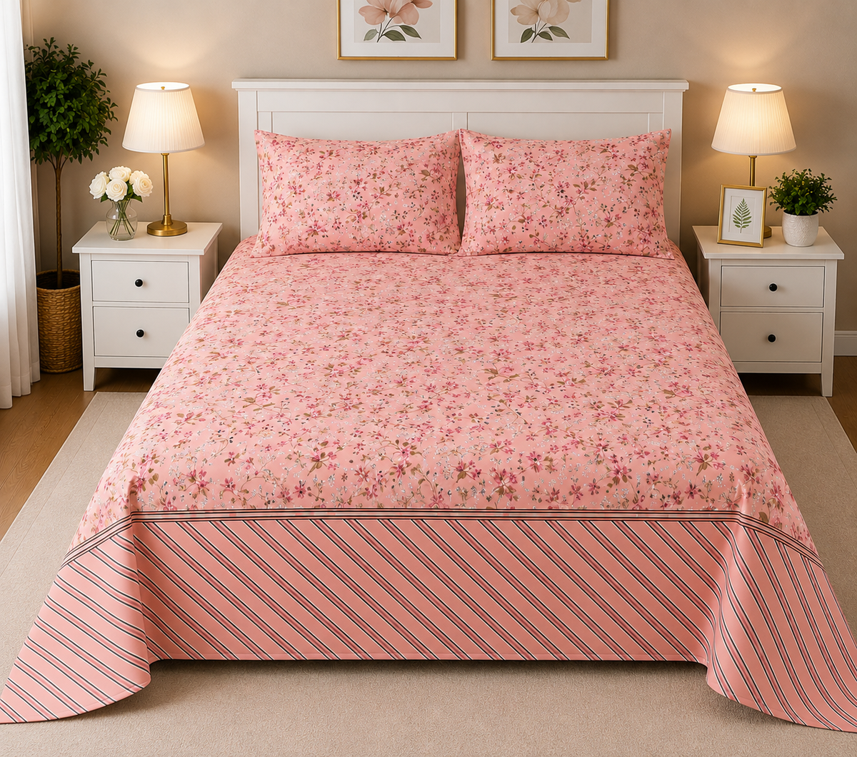 SIGNATURE  PRINTED PURE COTTON BEDSHEET ASH-4007