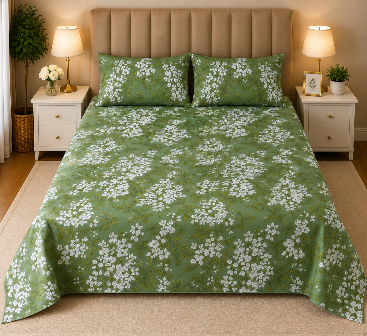 CLASSIC GOLDEN PRINTED PURE COTTON BEDSHEET ASH-4007