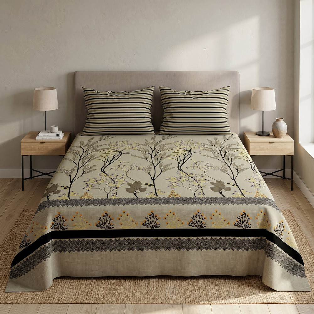 PRINTED PURE COTTON BEDSHEET ASH-4080