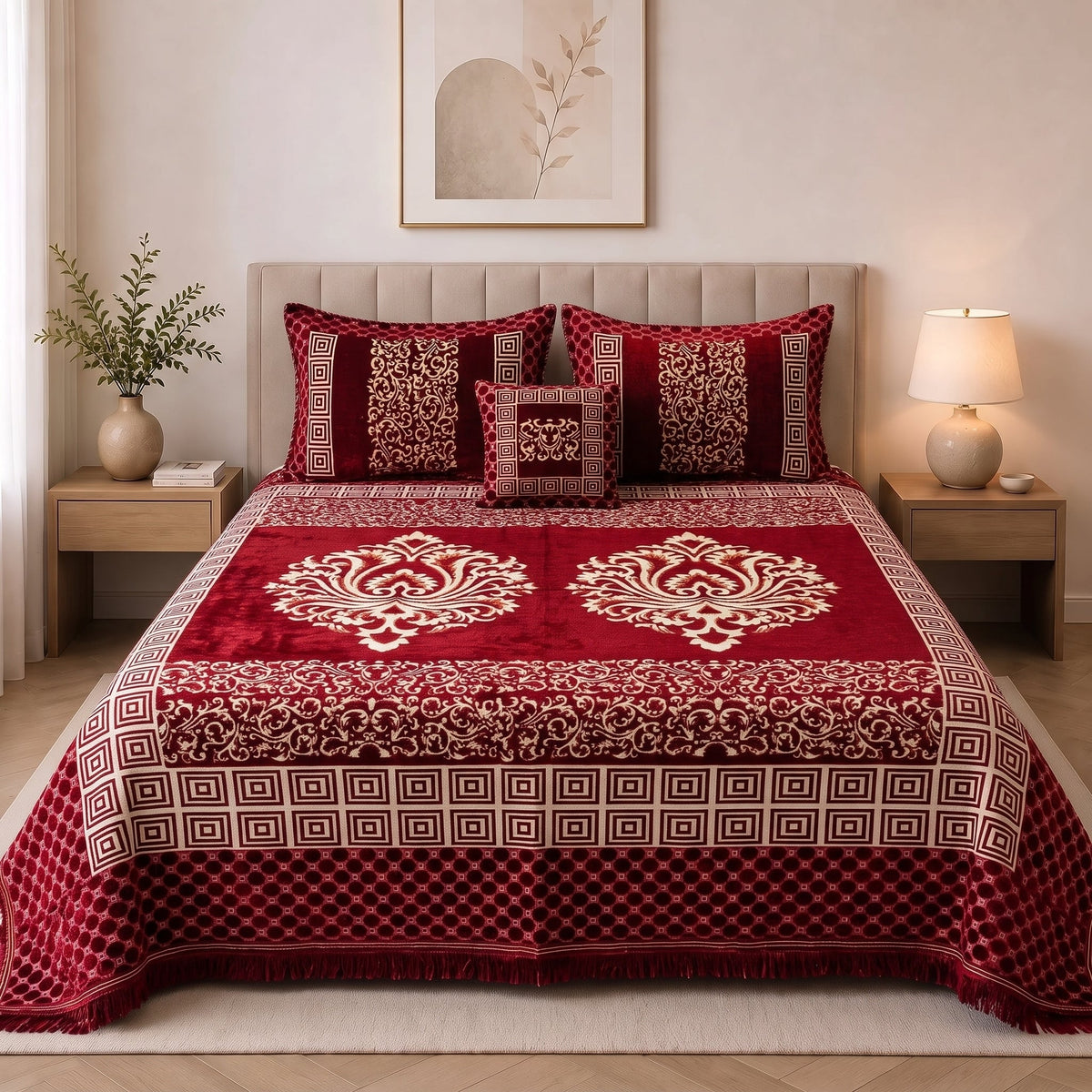 Plush Velvet 4-Piece Bedsheet Set-DZ0053