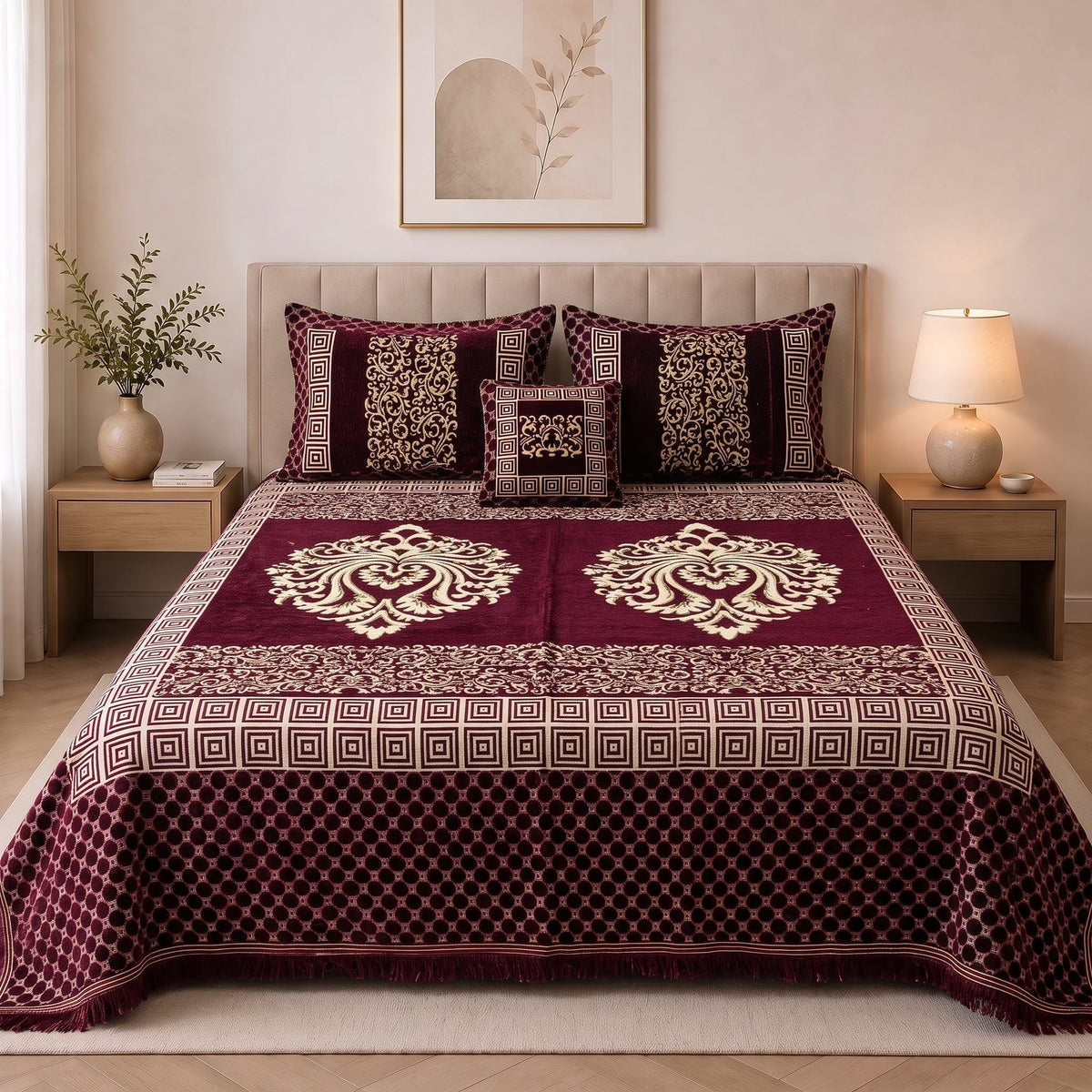 Plush Velvet 4-Piece Bedsheet Set-DZ0054