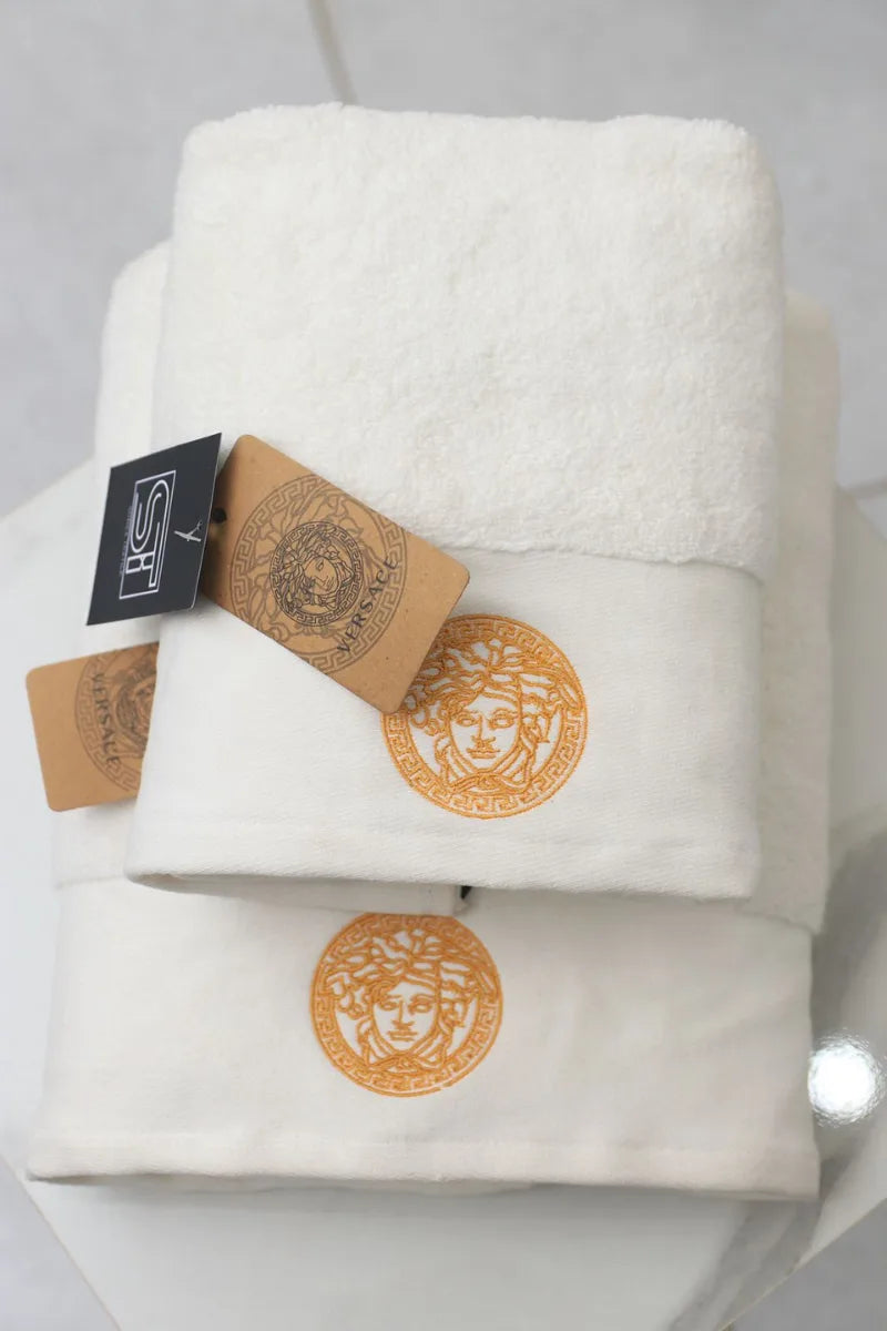 Versace Pure Cotton Bath Towel Set – Export Quality (2-Pcs)