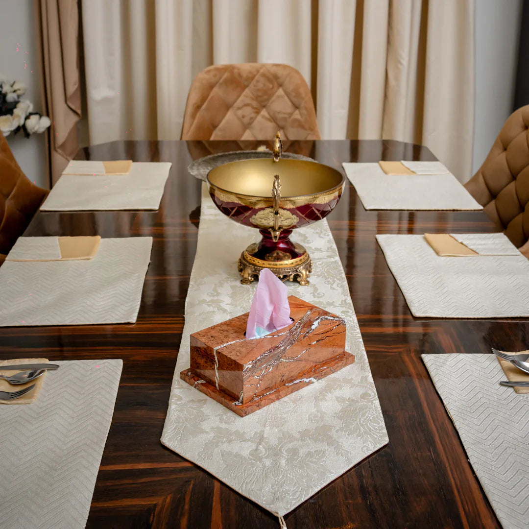 Victoria Beige Embossed Textured Table SetVictoria Beige Embossed Textured Table Set