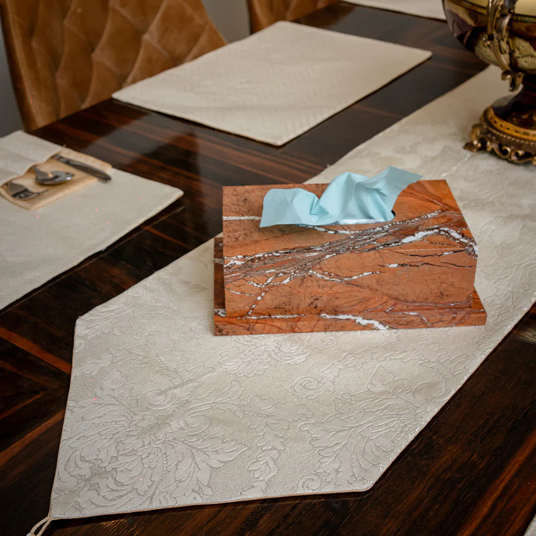 Victoria Beige Embossed Textured Table SetVictoria Beige Embossed Textured Table Set