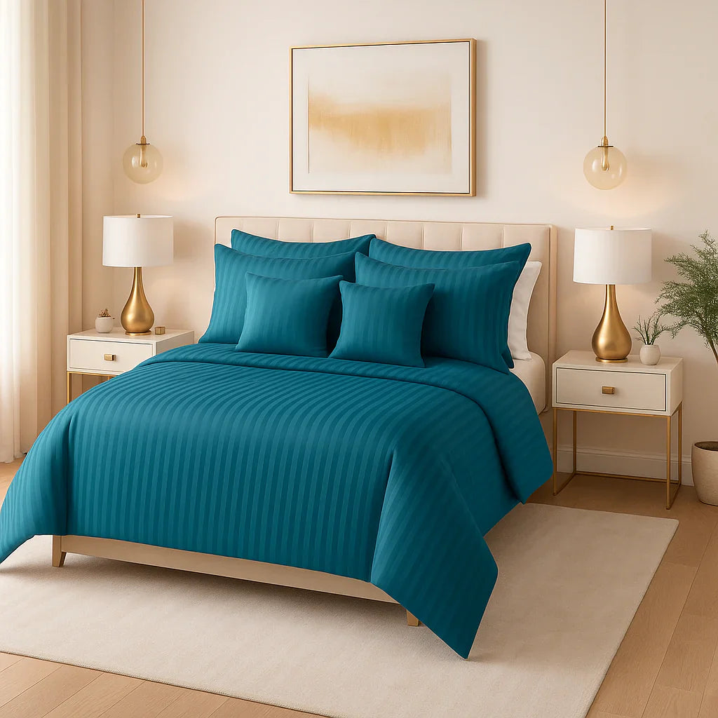 ZINC STRIPE SUMMER COMFORTER SET- 8 Pcs