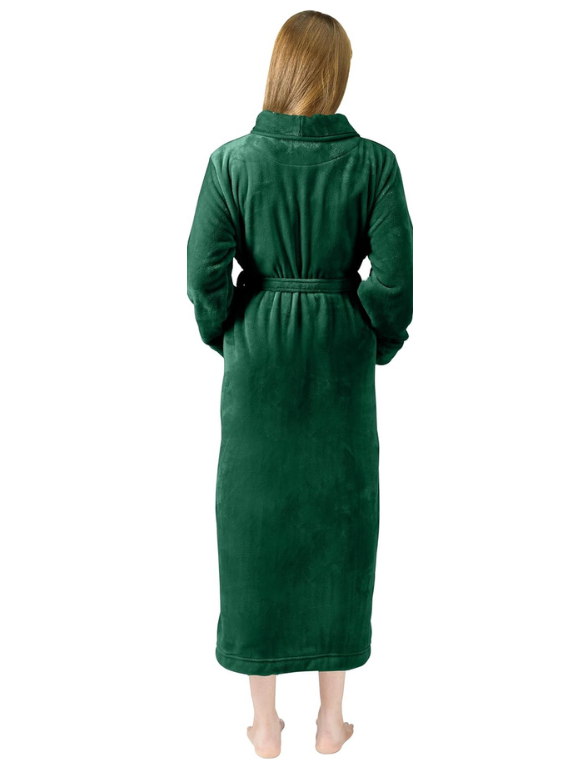 GREEN Unisex Soft Plush Fleece Hooded Bathrobe with Slipper
