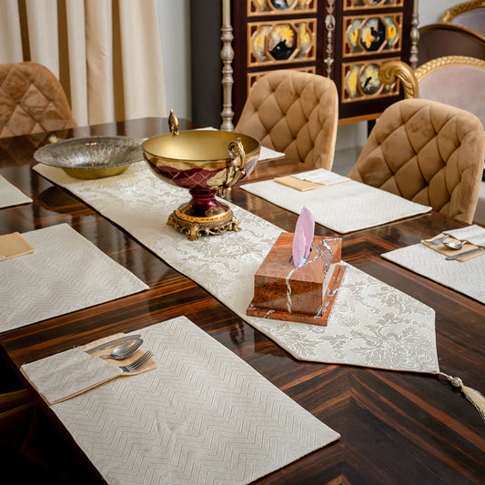 Victoria Beige Embossed Textured Table SetVictoria Beige Embossed Textured Table Set