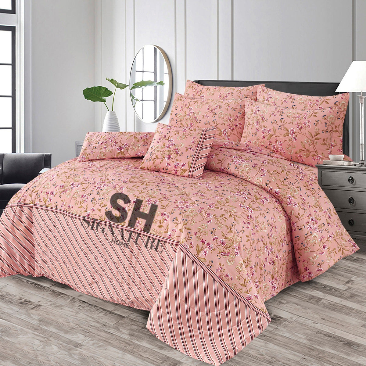PINK LINEP PURE COTTON COMFORTER SET-7PCS