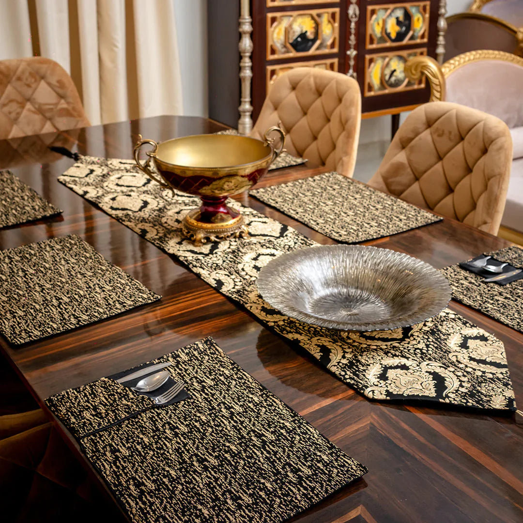 Camilla Gold Embossed Textured Table Set