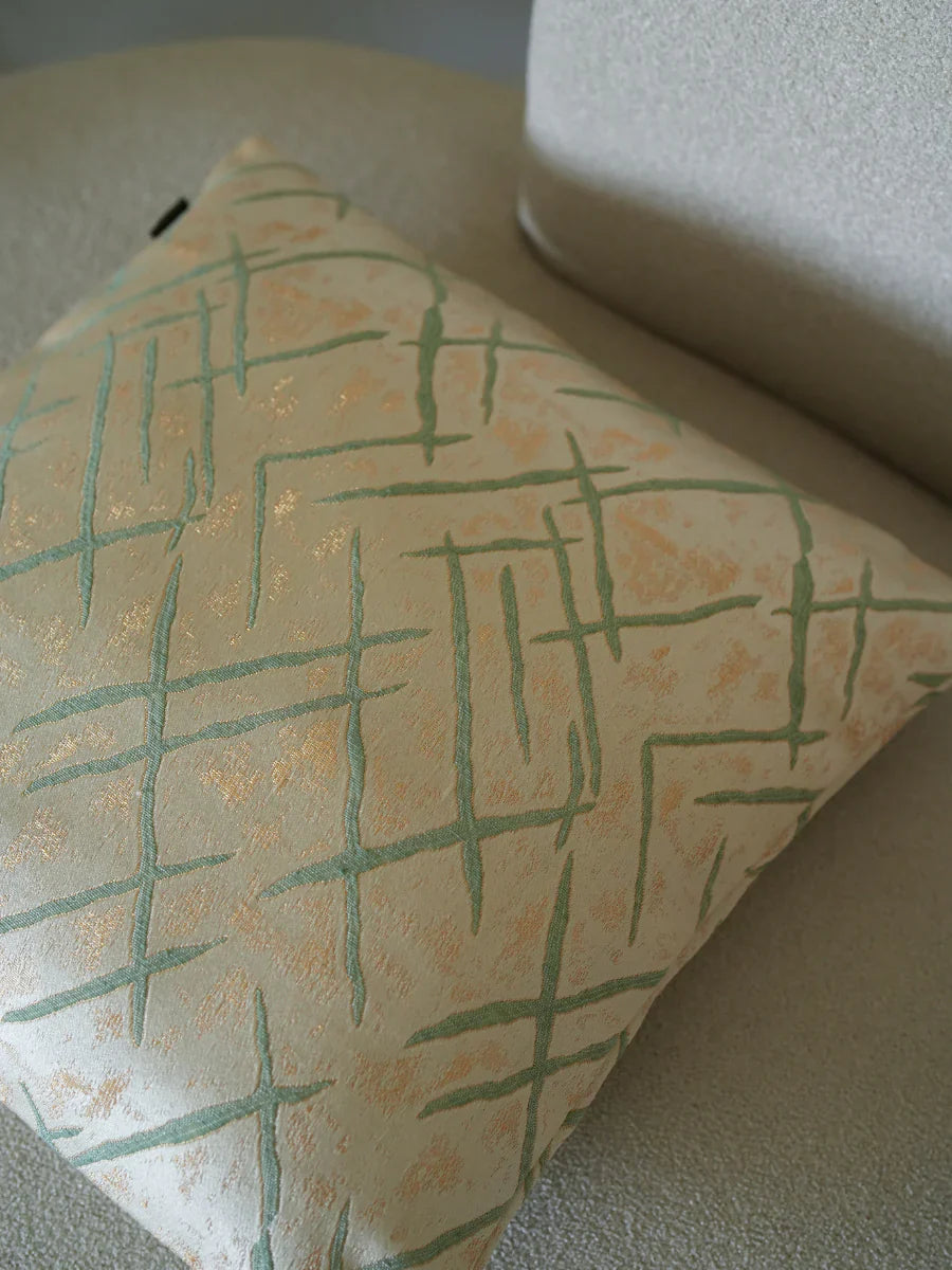 Frosted Green Linework Cushion Cover
