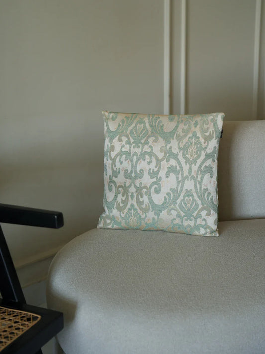 Frosted Green Filigree Cushion Cover