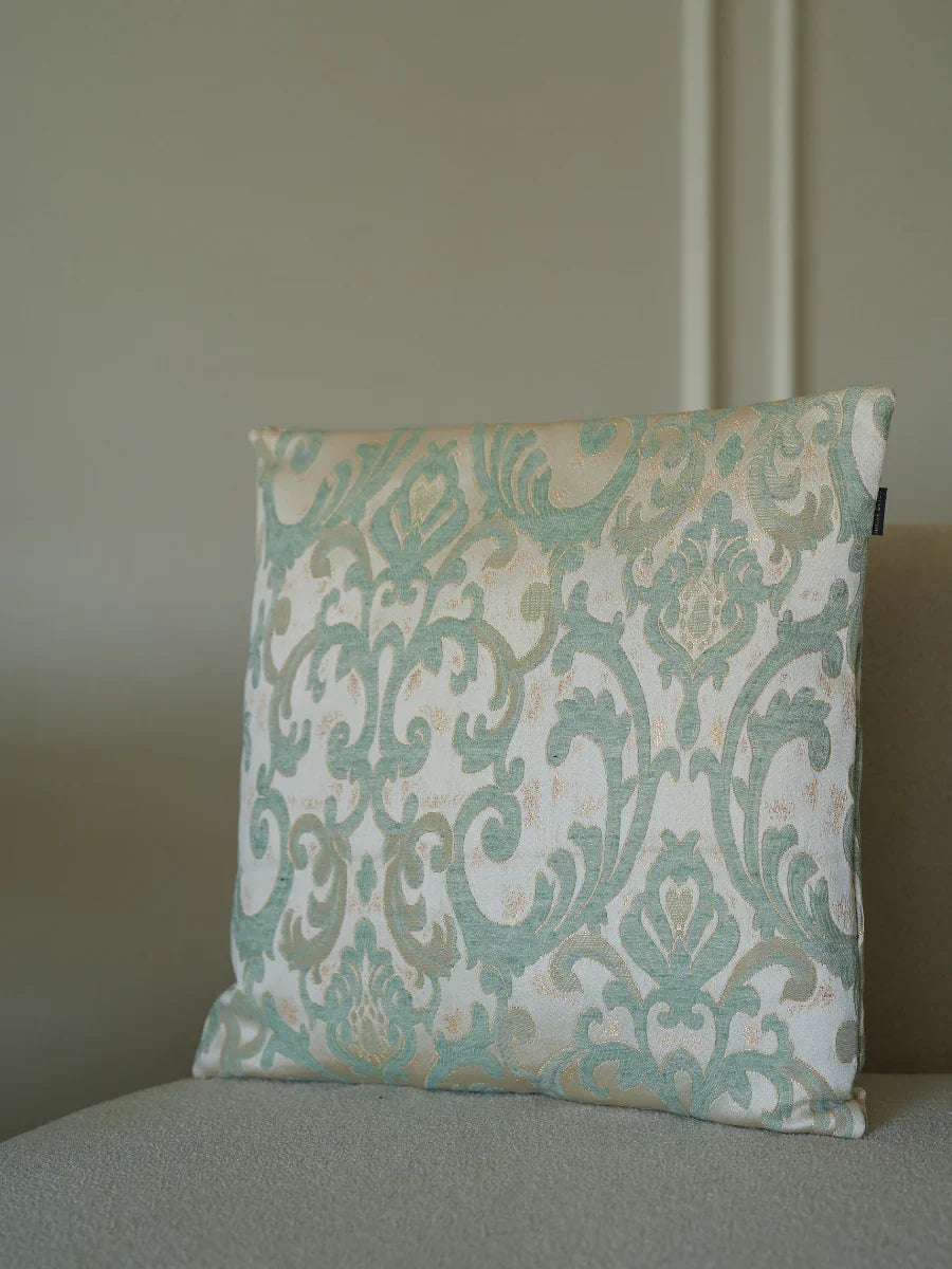 Frosted Green Filigree Cushion Cover