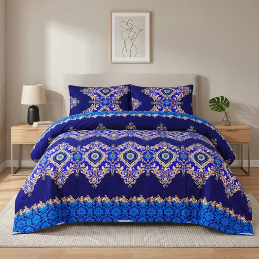 PRINTED SATEEN BEDSHEET SET ASH-4092