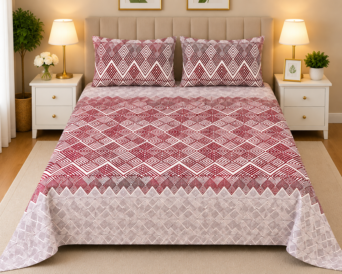 PRINTED PURE COTTON BEDSHEET ASH-40112