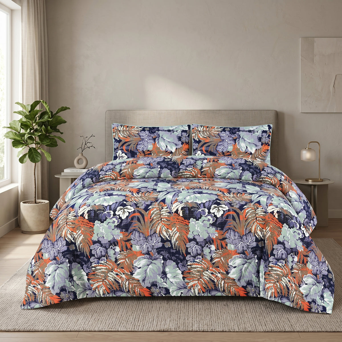PRINTED SATEEN BEDSHEET SET ASH-4081
