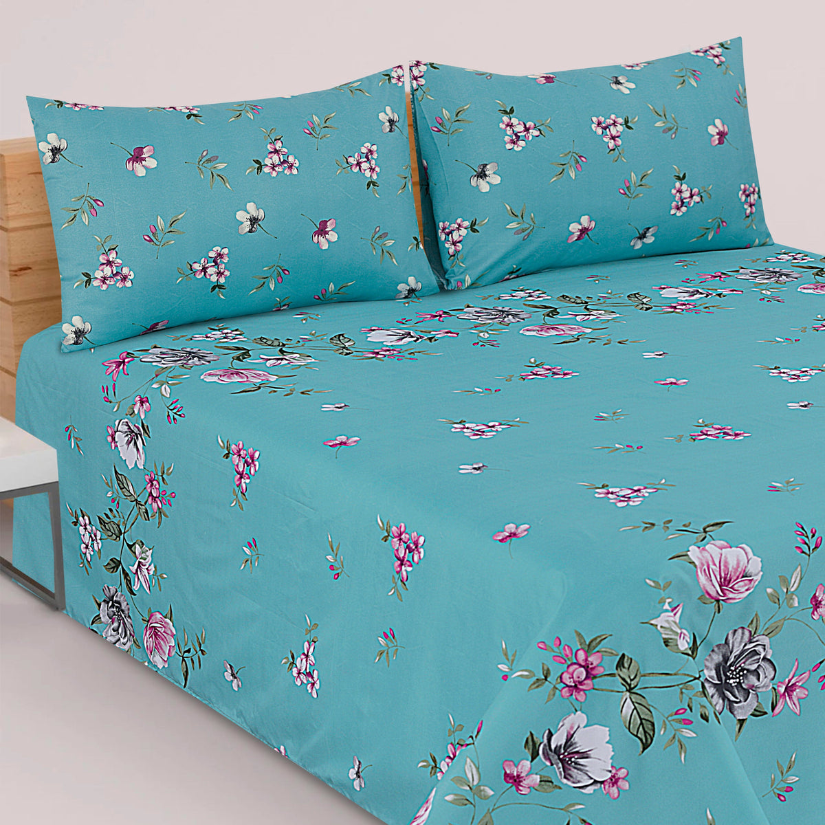 SIGNATURE SPECIAL SKY  PRINTED PURE COTTON BEDSHEET ASH-4004