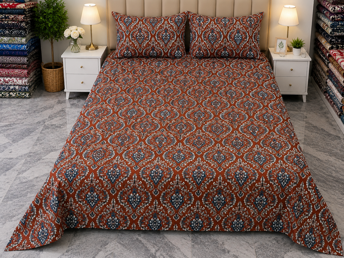 PRINTED PURE COTTON BEDSHEET ASH-4092
