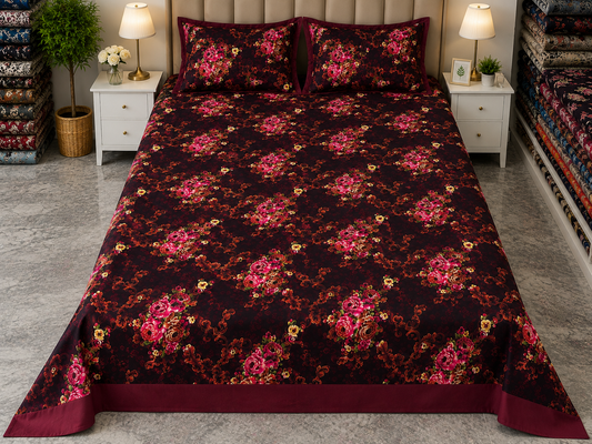 PRINTED SATEEN BEDSHEET SET ASH-4078