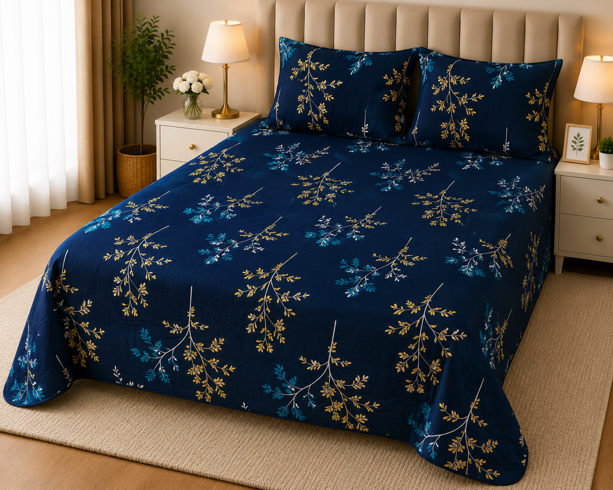 BORDER GRAY PRINTED PURE COTTON BEDSHEET ASH-4081