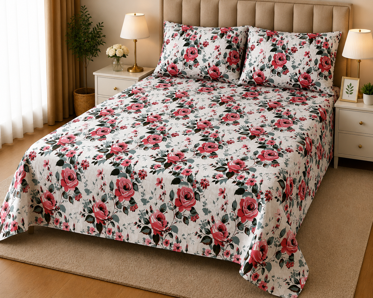 PRINTED PURE COTTON BEDSHEET ASH-4058