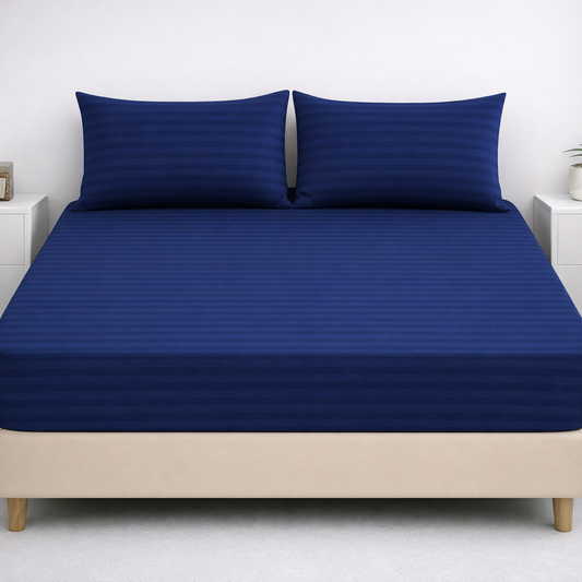 SIGNATURE FITTED COTTON STRIPE BEDSHEET-S05