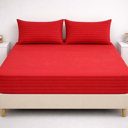 SIGNATURE FITTED COTTON STRIPE BEDSHEET-S06
