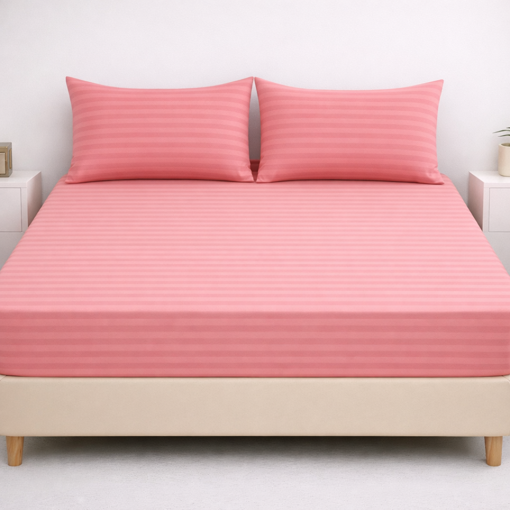 SIGNATURE FITTED COTTON STRIPE BEDSHEET-S08